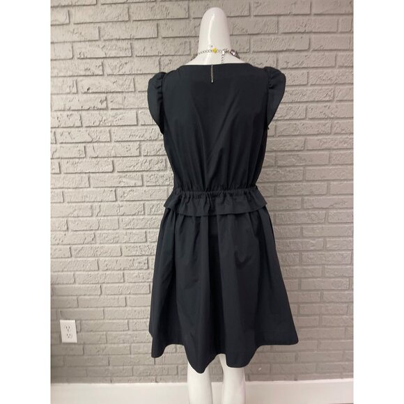 Couture Brooch Women Black Pleated Cinch Waist Dress Size 38 (M) - Picture 4 of 12